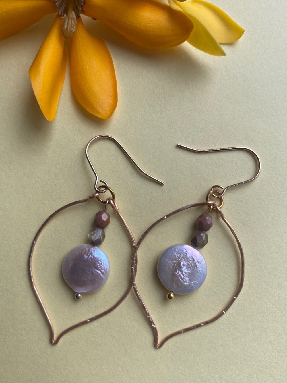 Coin Pearl Hoop Earrings - Handmade